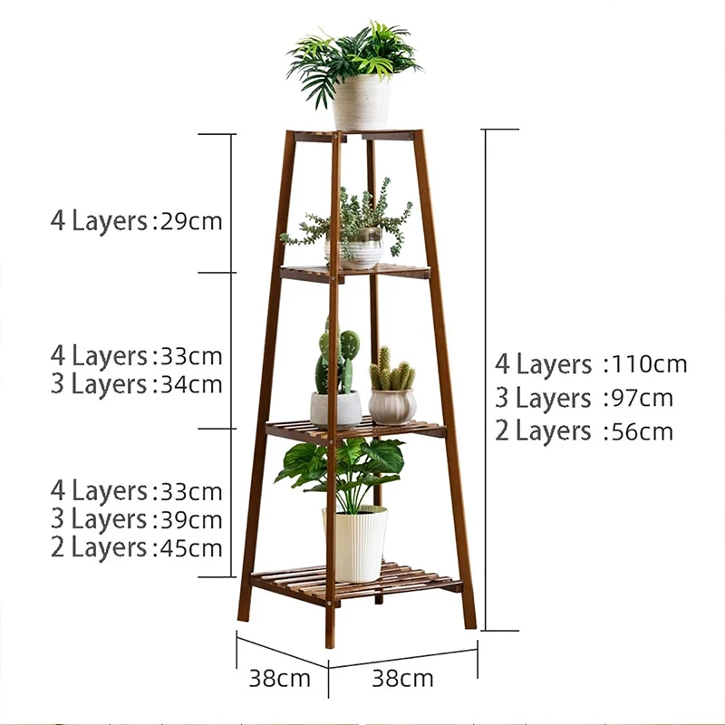 Eenvoud Hout Stand Voor Planten Landing Type Licht Extravagante Multi Verdiepingen Plank Indoor Bloempot Frame Bloem Stand 4 Lagen