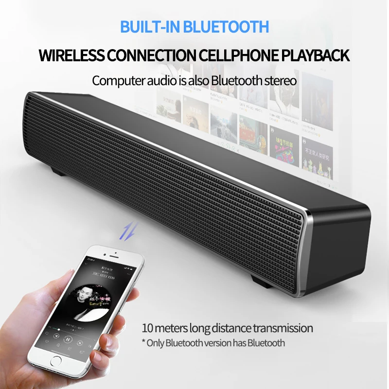 

USB connection computer speaker bar stereo long subwoofer music player 3D surround stereo woofer 3.5mm audio input PC laptop