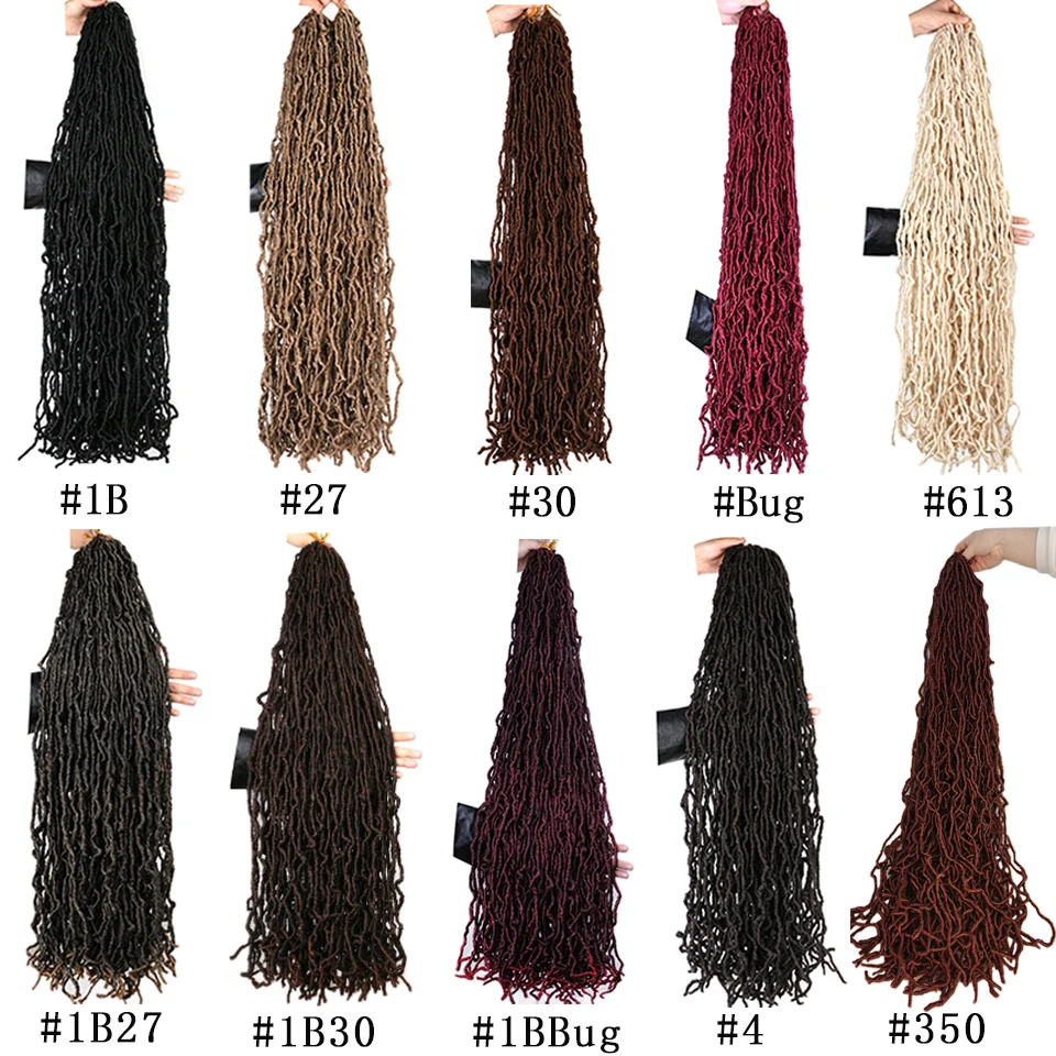 18 24 36Inch Long Messy Boho Goddess Faux Locs Crochet Hair Culry Braid Soft Locs Crochet Hair Synthetic Braiding Hair Extension