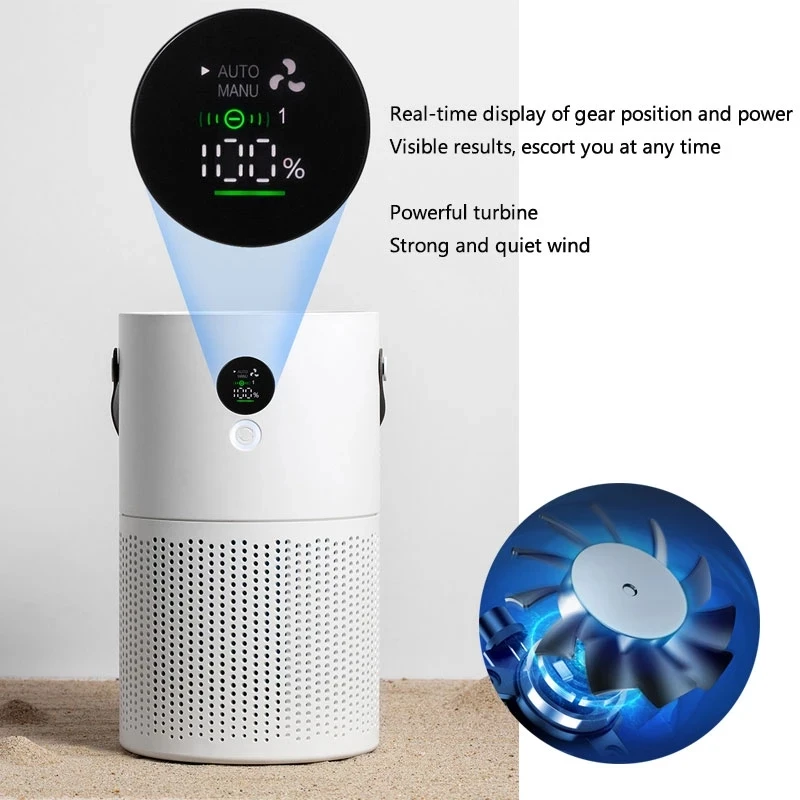 AP01 Negative Ion Air Purifier Odor Deodorizer Remove Dust Smoke Removal Formaldehyde Air Filter USB Mute Household With Lcd