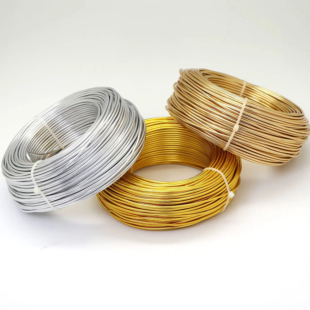 500g/roll Gold Sliver KC Gold 1mm/1.5mm/2mm/2.5mm/3mm/4mm  Anadized Round Aluminum Wire Jewellery Wire Soft DIY Crafts Supplies