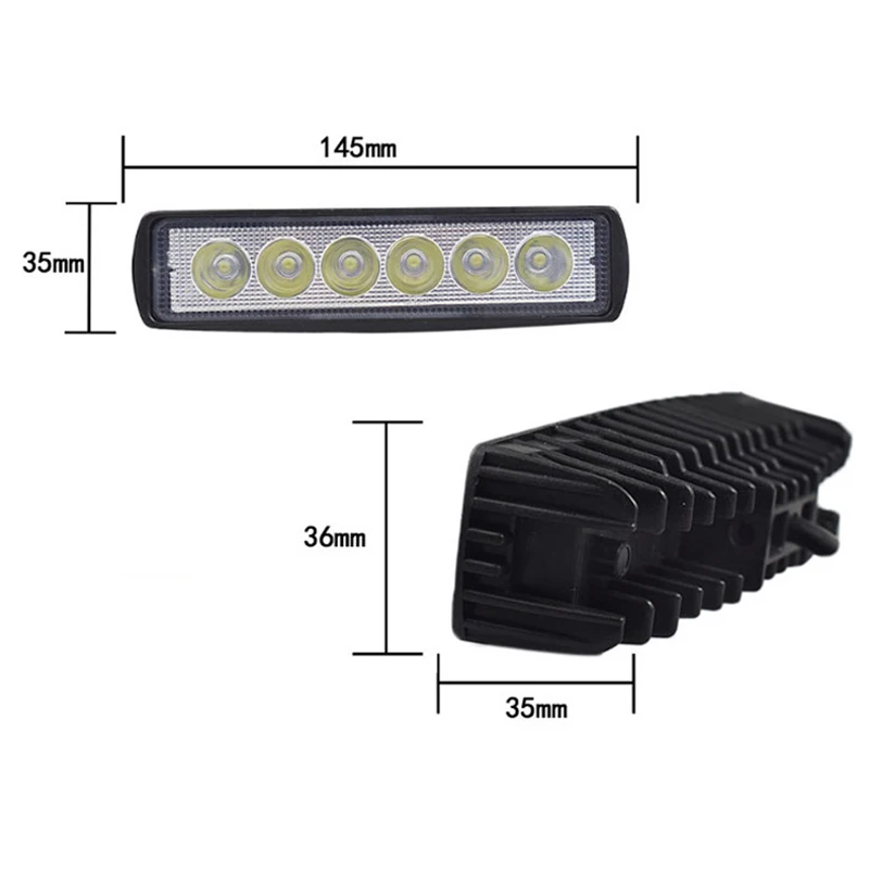 6LED 18W Spot Work Light Strip DRL Driving Spotlight Fog Bar DRL Headlights Lamp Off-road SUV ATV Vehicle Truck Lights Lamps