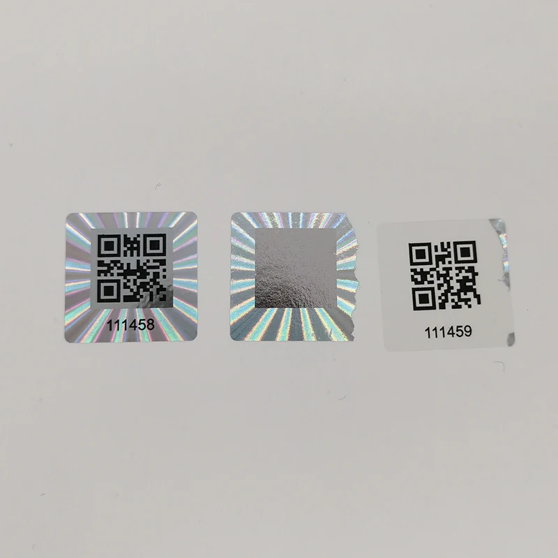 Autocollant de code QR holographique, étiquette de sécurité laser authentique, numéro unique, personnalisé, inviolable, Ashburn, 25x25mm, 1000 pièces