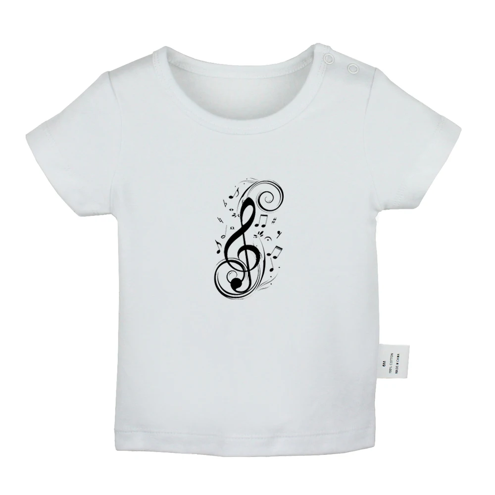 

Retro Art Music Notation Treble Clef Violin Horse Design Newborn Baby T-shirts Toddler Graphic Solid Color Short Sleeve Tee Tops