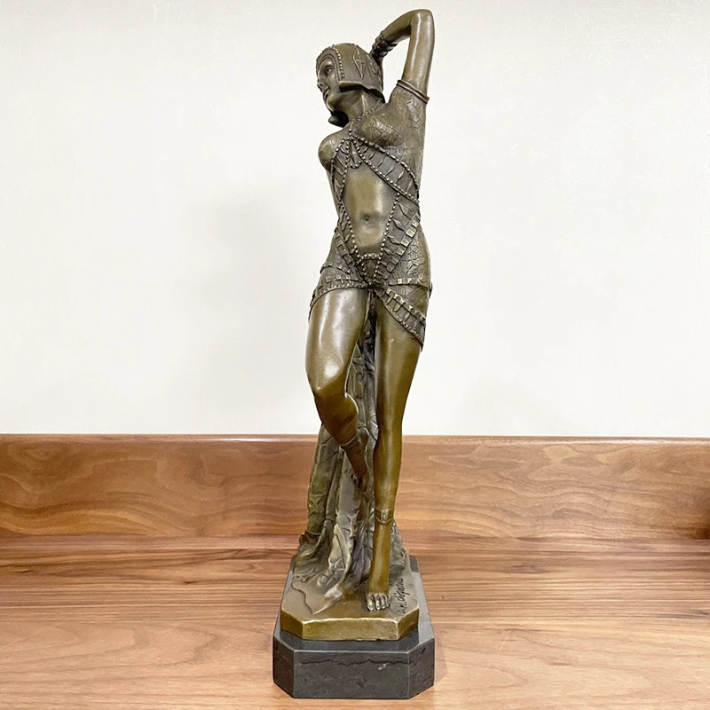 17Inch Bronze Sexy Woman Statue Dance Egypt Female Bronze Sculpture Casting Art Crafts For Home Decoration Interior Ornament