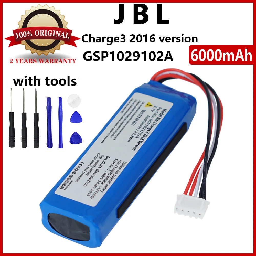 

100% Real 6000mAh GSP1029102A Battery for JBL Charge 3 2016 Version High quality Batteries With Tools+Tracking Number