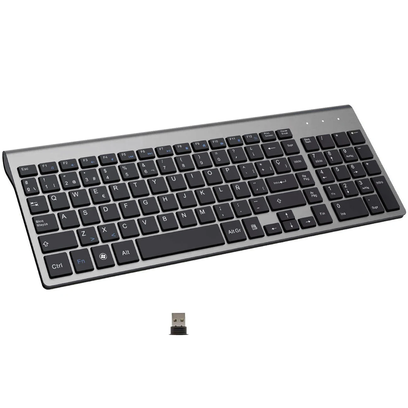 101 Keys Spanish Layout Wireless Keyboard High Quality Multimedia Low Noise 2.4G Keyboard for Windows 7 10 Android TV Box