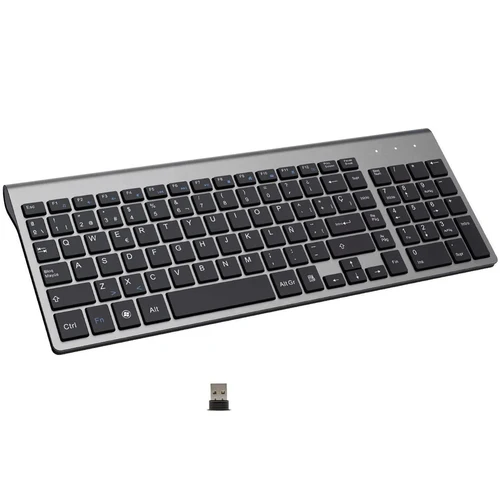 Imagen 1 del producto Teclado inalámbrico con diseño en español, dispositivo Multimedia de 101 teclas, de alta calidad, poco ruido, 2,4G, para Windows 7, 10, Android TV Box