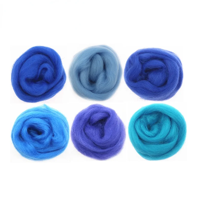 

10/50/100g Dark Blue Series Wool Fibre Flower Animal Toy Wool Roving Needle Felting Handmade Spinning DIY Craft Materials Tools