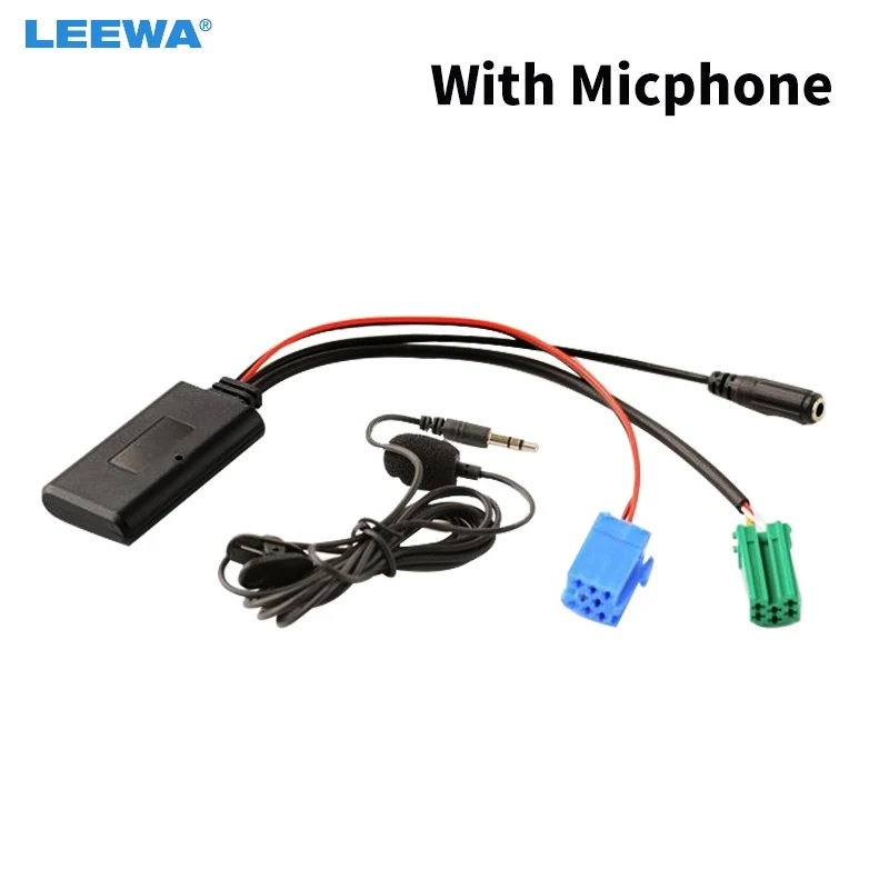 

LEEWA 5set Car Aux-in Wireless Bluetooth Adapter Module Audio Receiver With Micphone for Renault Double Plugs Host AUX Cable