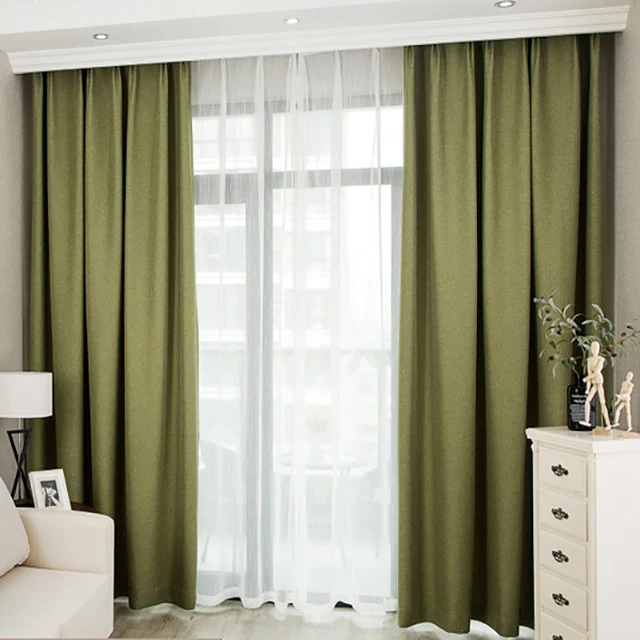 High shading cotton linen blackout curtains for bedroom plain finished curtains window treatment drapes