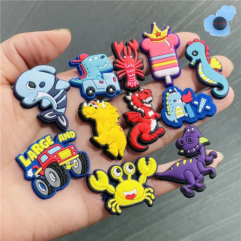 1Pcs Dinosaur Crab Car Animals Garden Slippers Shoes Charms Accessories PVC Shoe Decoration for Wristbands Kid's Gifts