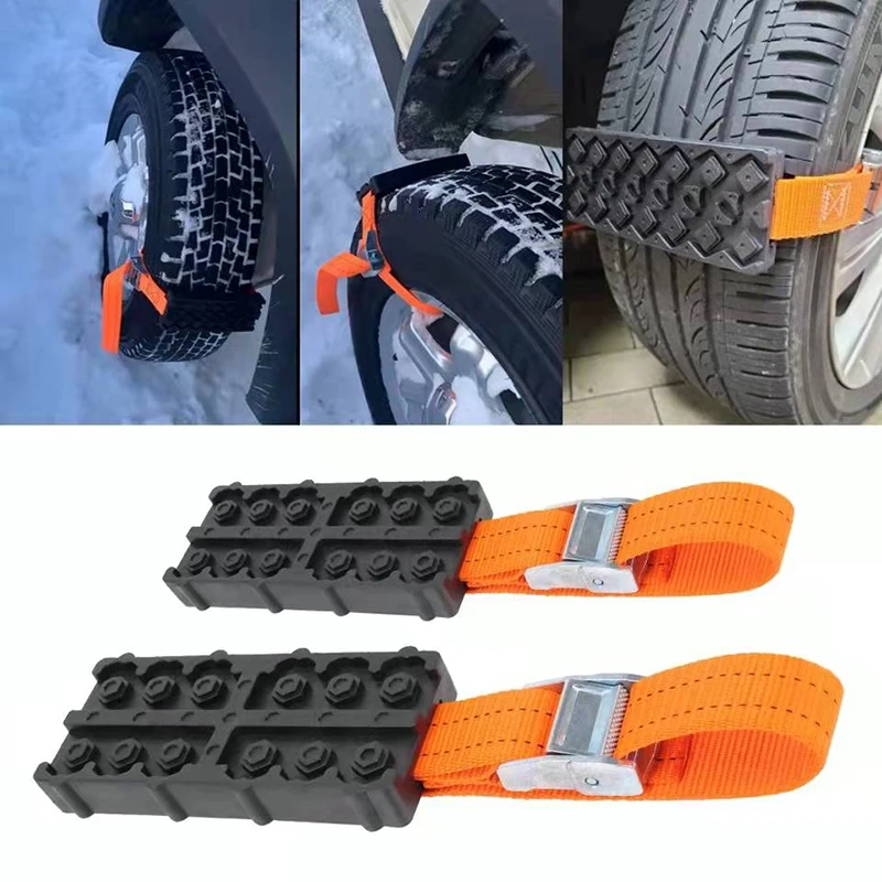 

1PC Durable PU Anti-Skid Car Tire Traction Blocks With Bag Emergency Snow Mud Sand Tire Chain Straps For Snow Mud Ice