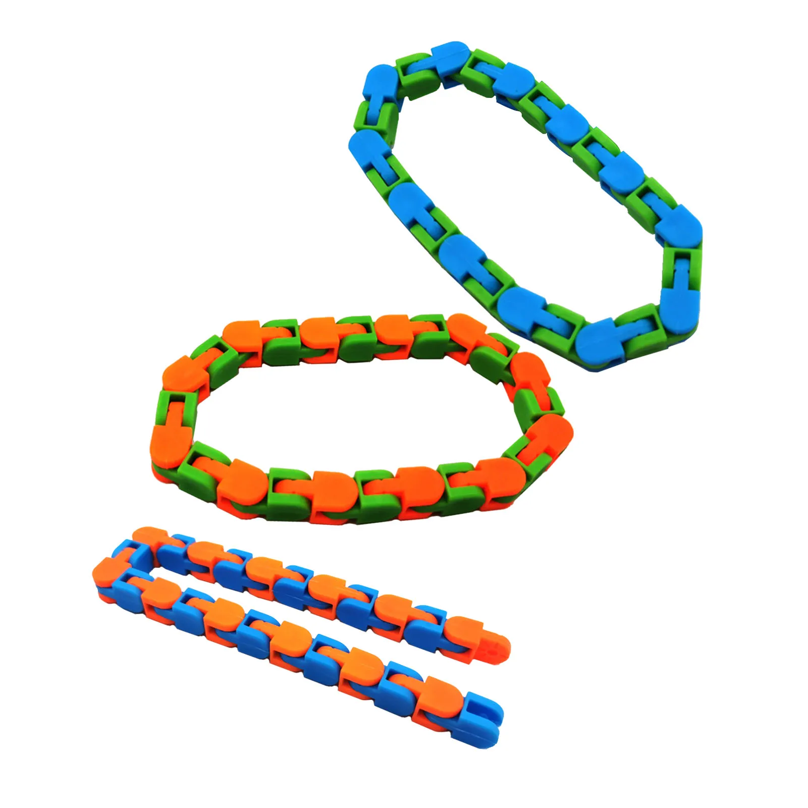 Decompression Chain Fluid Bracelet 24/48 Section Bicycle Track Chain Decompression Vent Toy Rotatable Wacky Tracks-3PCS