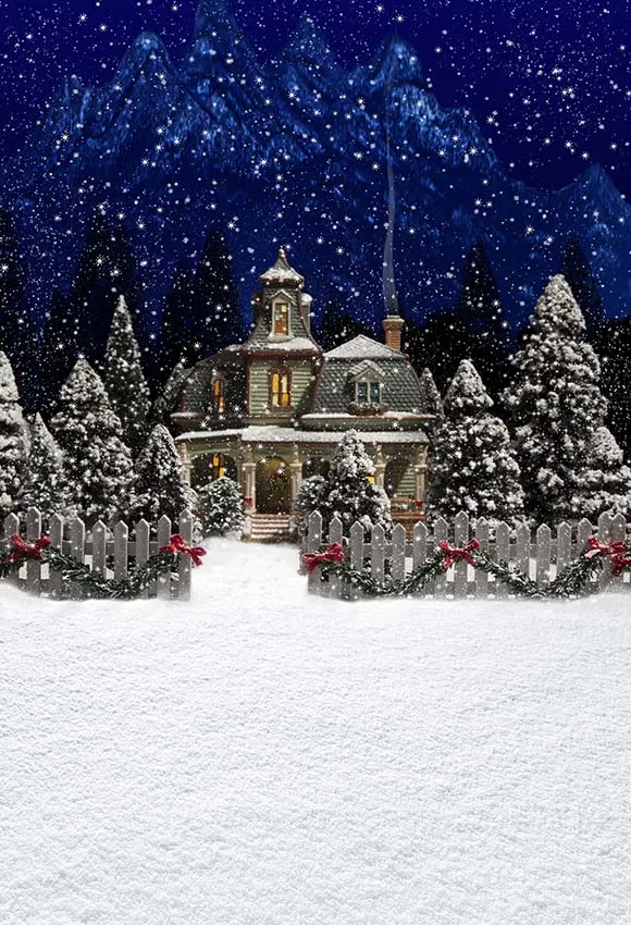 Avezano – arrière-plan de photographie de noël d'hiver, ciel étoilé, bonhomme de neige, château, décoration de Portrait de bébé, pour Studio Photo