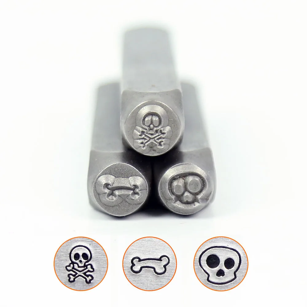 Bone /Skull Bones design stamp,DIY Bracelet/jewelry symbols steel stamp,6MM