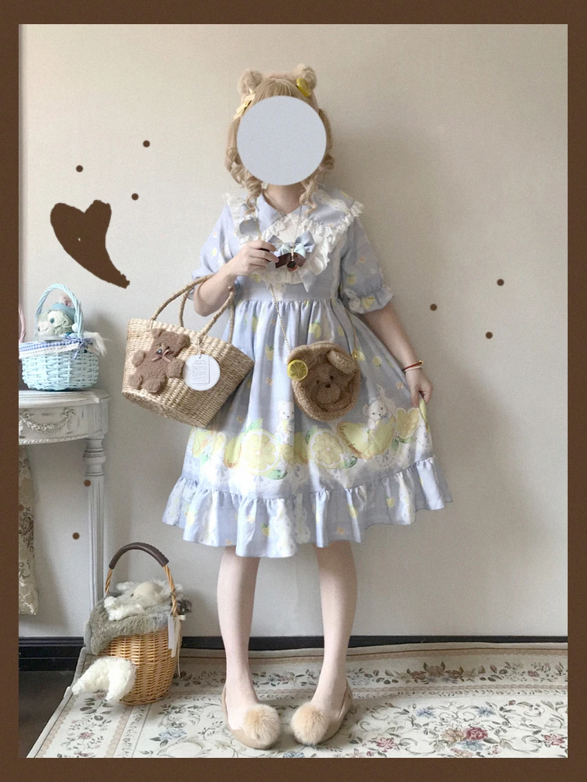 Sweet princess lolita dress vintage lace bowknot peter pan collar high waist victorian dress kawaii girl grid lolita op loli