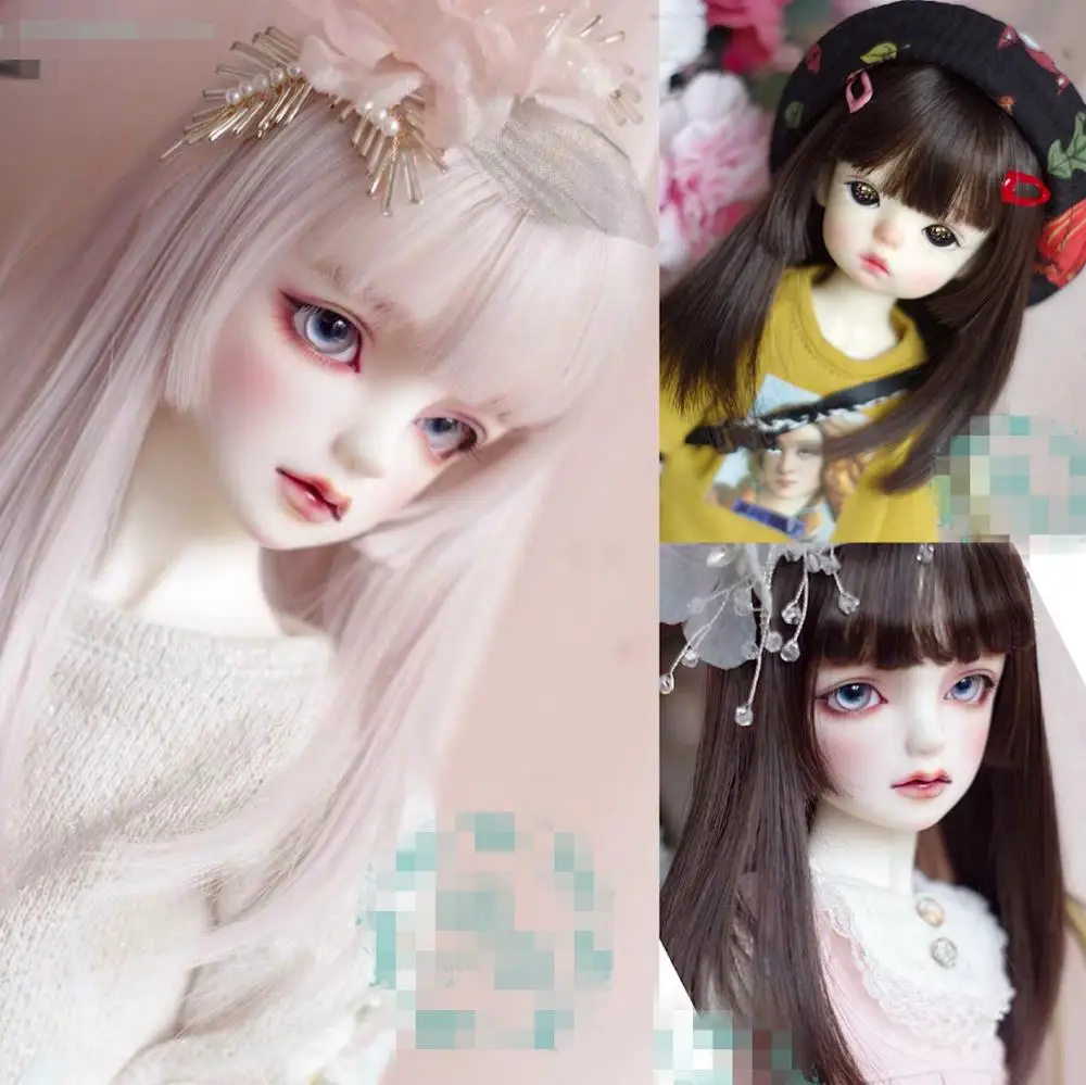 

BJD Doll Wig suitable for 1-3 1-4 1-6 size high-temperature silk princess hair short face doll accessories