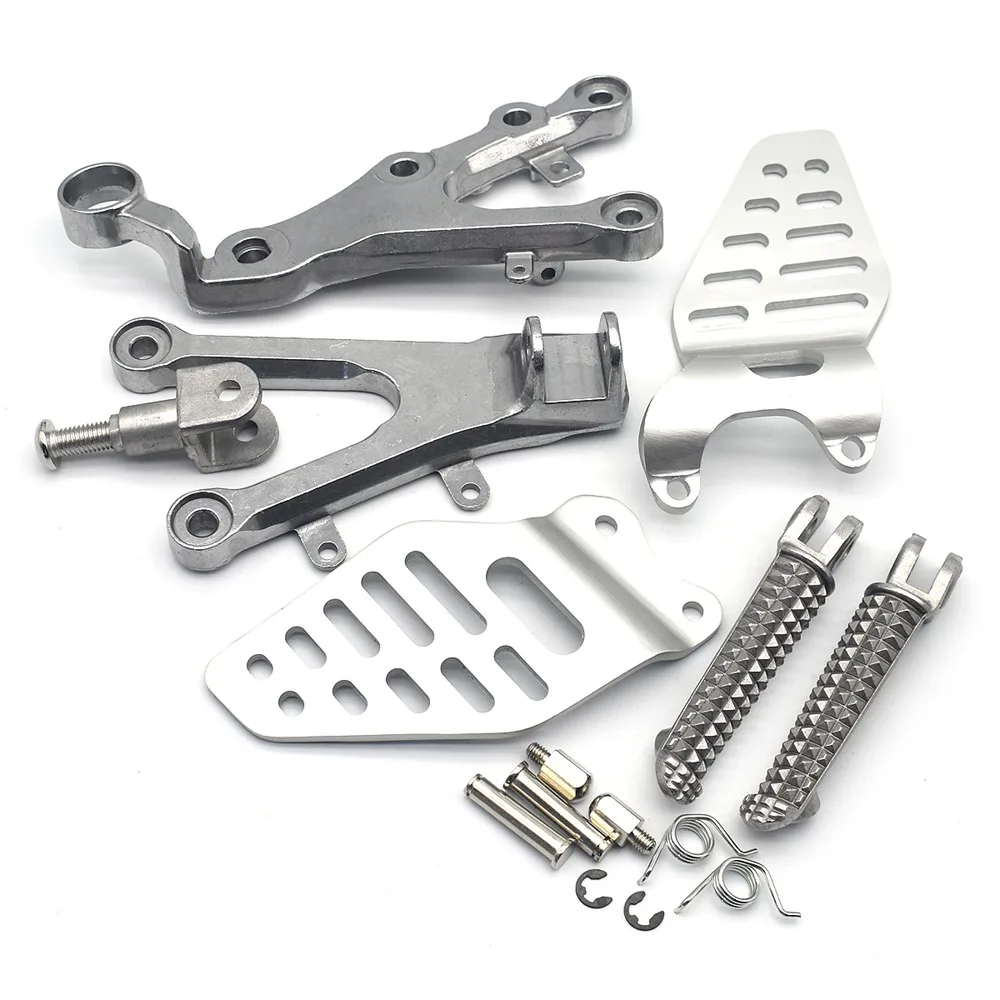 Motorcycle Silver Footrest Set Front Foot Pegs Bracket Mount For Yamaha YZF R6 2006 2007 2008 2009 2010 2011 2012-2017 YZF-R6