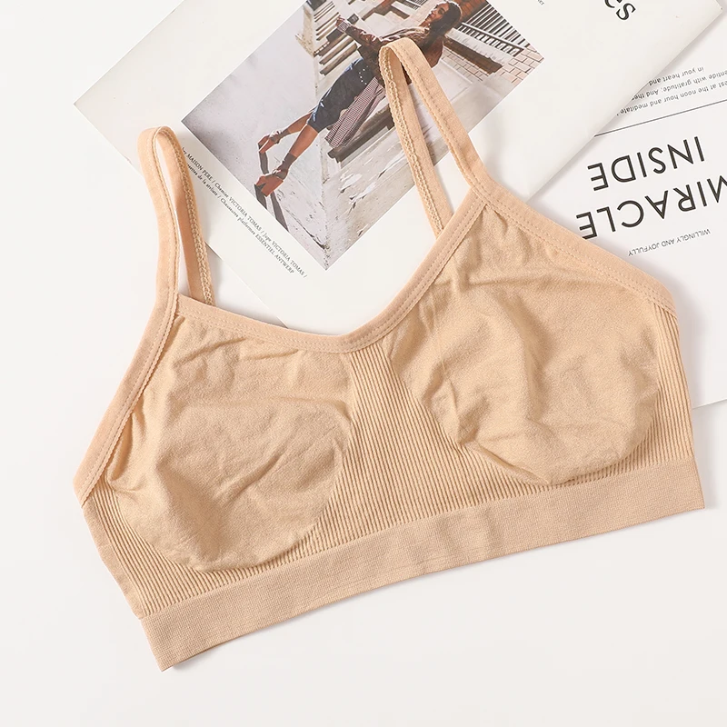 Damen Drahtloser BH Sport-Tube-Top Geripptes Gerafftes Camisole-Bralette Mit/Ohne Polster Unterwäsche Sexy Dessous M-L Intimates