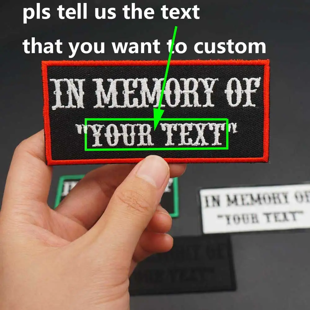 Custom IN MEMORY OF Name Text Embroidery Patch With Iron on and Hook Backing for for Clothes DIY Accessories Supplies