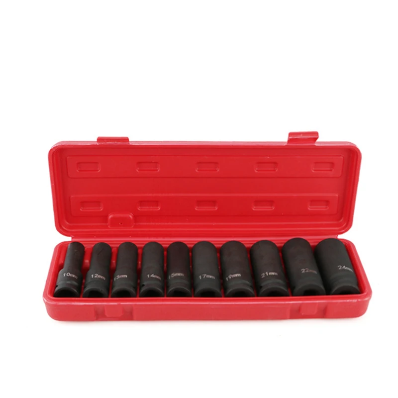 드라이브 딥 임팩트 메트릭 소켓 도구 세트 10 개 1/2 인치, 공기 공압 차고 10-24mm 임팩트 메트릭 패스너 너트