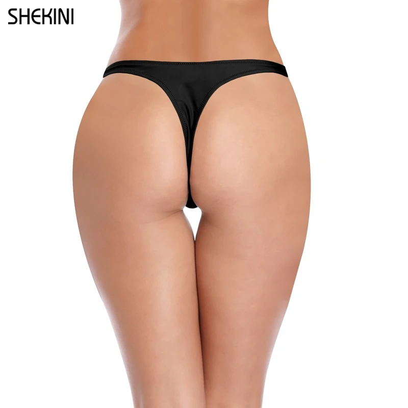 SHEKINI V Cheeky  Brazilian Bikini Thong Bottom Women Swimming String Briefs Low Waisted Panties For Beach Swimsuit