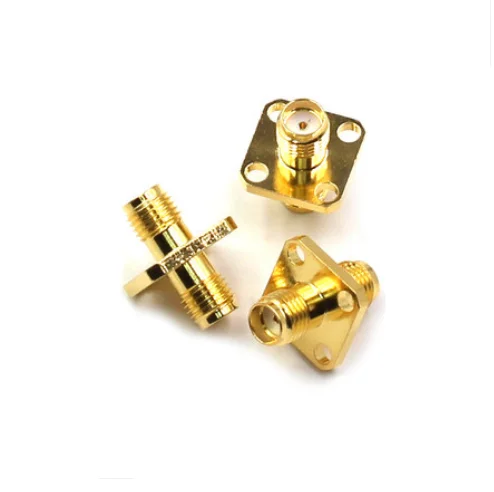 

SMA Female To SMA Female Plug 4 Hole Flange Panel Mount Same length Gold Brass RF Coaxial Adapter Connectors