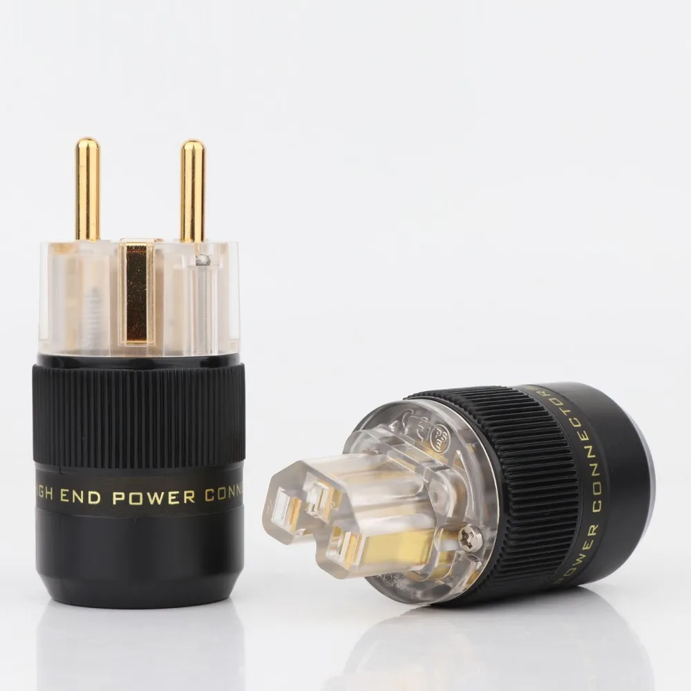 P078E High Quality Schuko Power Plug EU Plug Hifi European plug Male Female Power Plug 24K Gold/Rhodium/Silver Plated