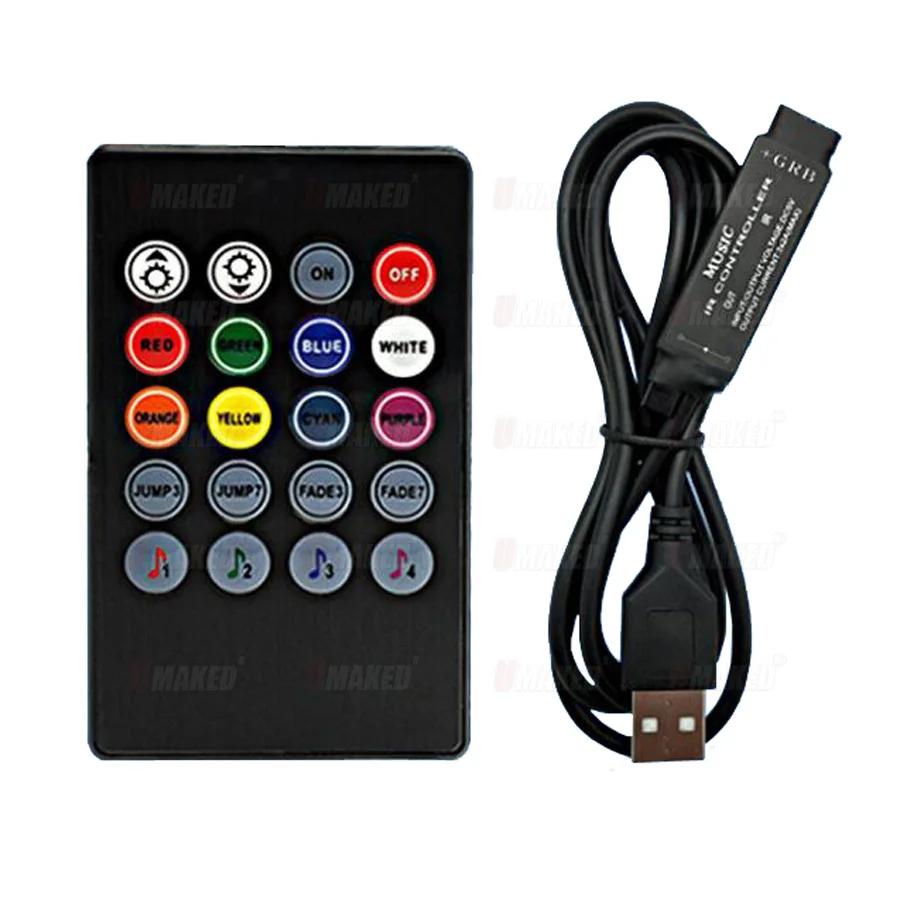 

DC5V 20 Keys Music IR Controller Black Sound Sensor Remote For High Quality RGB LED Strip music IR controller