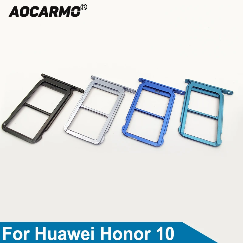 Aocarmo For Huawei Honor 10 COL-AL10 Honor10 Lite Black/Grey/Blue/Purple SD MicroSD Holder Nano Sim Card Tray Slot