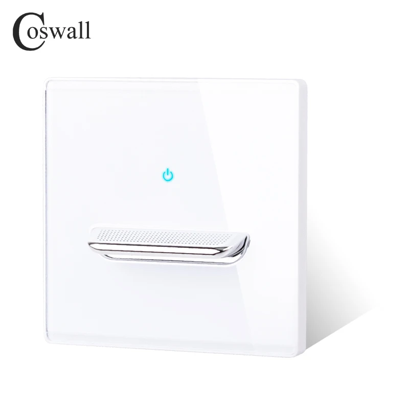 COSWALL 1/2/3/4 Gang 2 Way Toggle On / Off Passage Wall Light Switch Switched Stair Switch With Blue Backlight Glass Panel