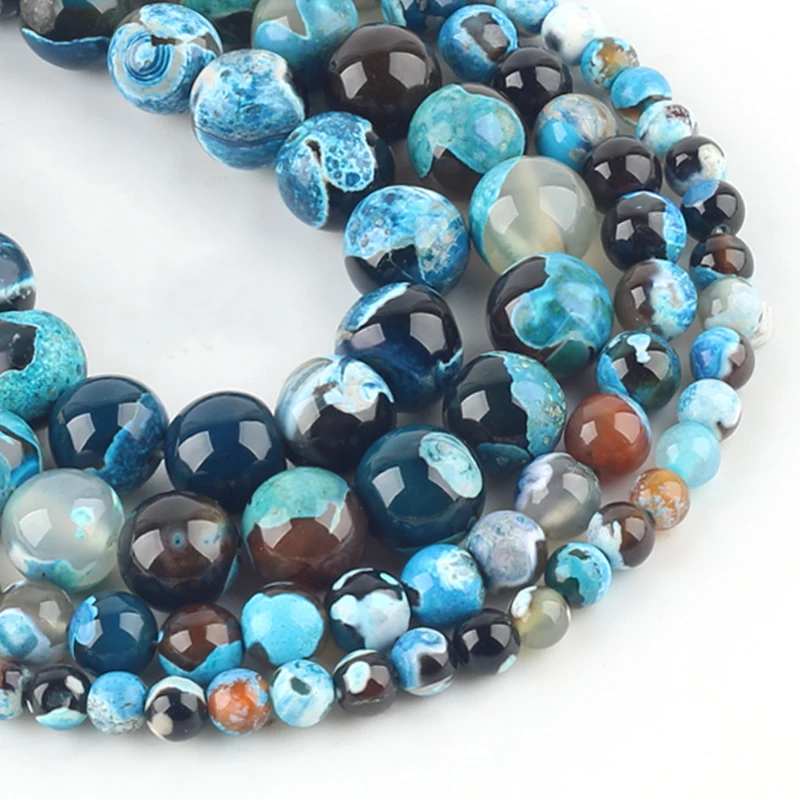 Colorful Natural Stone Fire Agates Onyx Round Beads 15\