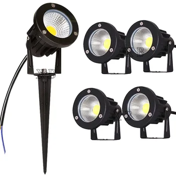 4 SZTUK Nowy styl COB Lampa ogrodowa na trawnik 220V 110V 12V Zewnętrzna lampa LED Spike Light 3W 5W 10W Ścieżka Krajobraz Wodoodporne żarówki punktowe