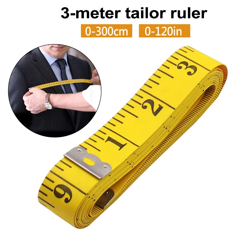 Durable Soft 3 Meter 300 CM Mini Sewing Tailor Tape Body Measuring Measure Ruler Dressmaking PVC Plastic Clothing Measuring