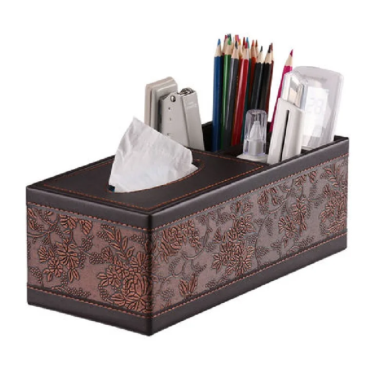 

Retro Flower Style Multi Functional Office Desktop Remote Control Tissue Storage Box