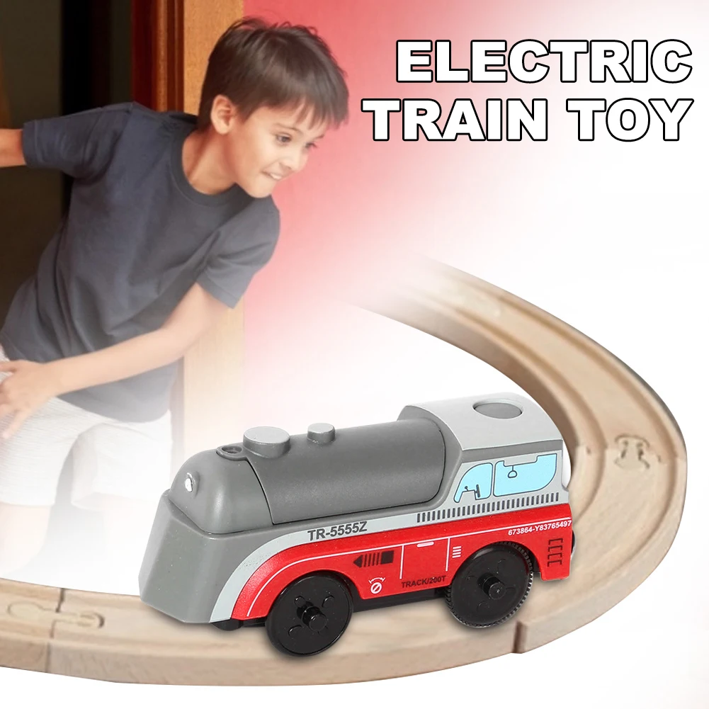 Tren de velocidad multifuncional para niños, tren eléctrico de madera con motor alimentado por batería, Compatible con pista de madera BRIO