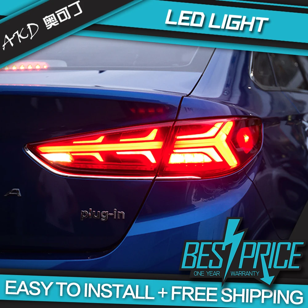 AKD Car Styling for Hyundai Sonata Tail Lights 2016-2019 New Sonata 9 LED Tail Lamp DRL Dynamic Signal Reverse auto Accessories