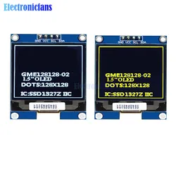 1.5 Inch 128x128 OLED Shield Screen Module IIC I2C Interface SSD1327 Driver 1.5'' Display Screen Board White Yellow for Arduino