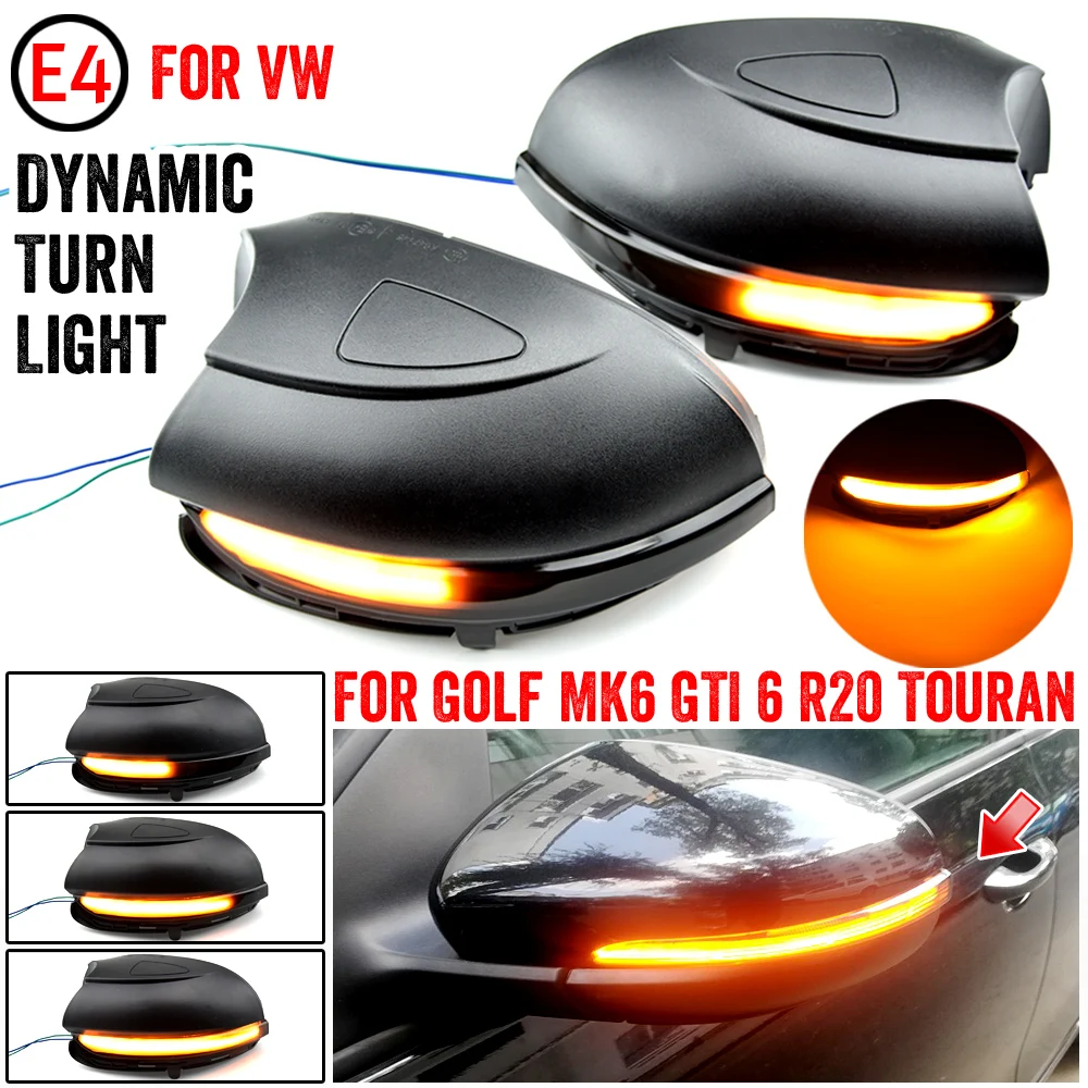 Car Accessories For VW GOLF 6 MK6 GTI R32 08-14 Touran LED Dynamic Turn Signal Light Side Wing Rearview Mirror Indicator Lamp