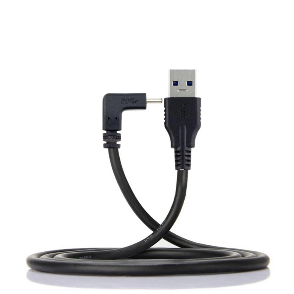 Câble de données droit coudé type-c vers USB3.0 mâle, angle droit de 90 degrés, câble de chargement 10G, 1M, 1M