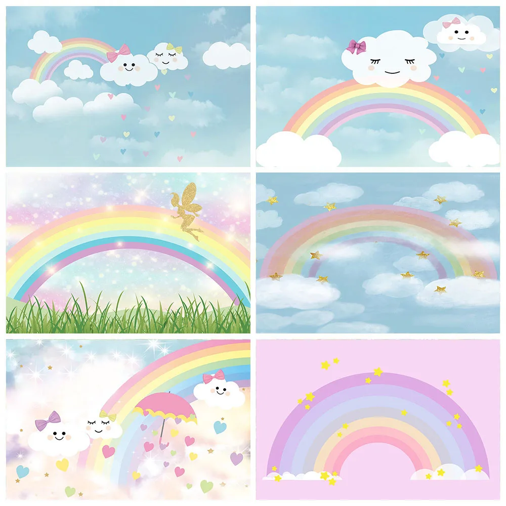 Dream Cloud Rainbow Backdrop Photography Backdrop Newborn Baby Shower Decorations Photo Background for Children Backdrop Studio