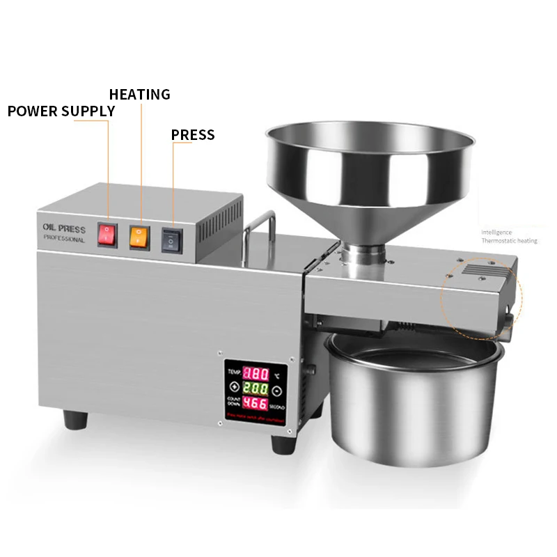 Automatische temperatur control ölpresse 2000W kommerziellen schnelle ölpresse industrie grade elektrische edelstahl 110-220V