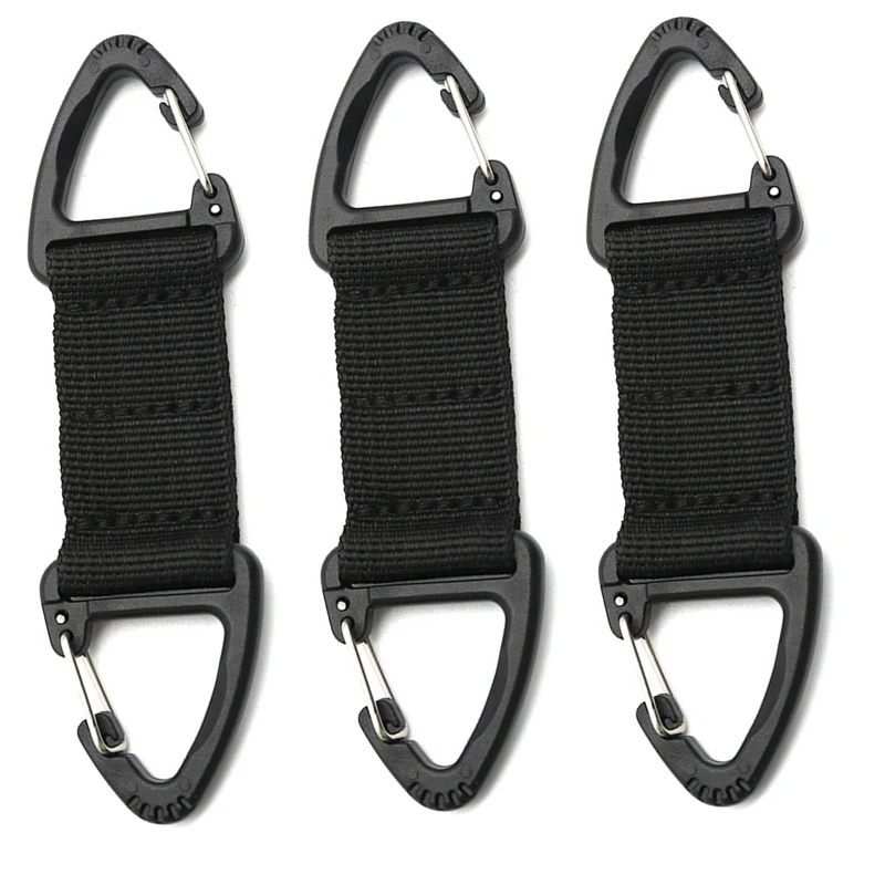 3PCS Tactical Molle Belt Keeper Webbing Clip Keychain Holders Backpack Carabiners Hook Water Bottle Hanger Key Ring Clasp Clip