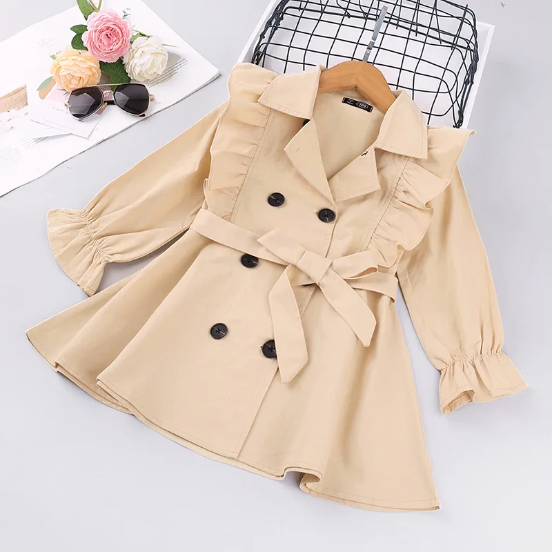 2021 Lente Meisjes Jas En Jas Lange Mouw Geul Jas Schattige Kinderen Baby Meisjes Jas Coat Voor Meisje Rode Bovenkleding kleding 2-7Y