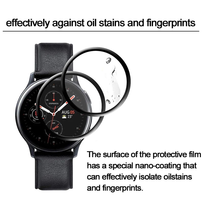 3D Full Screen Protector film for Samsung Galaxy Watch Active 2 40mm 44mm HD Anti-Bubble Soft Round Edge Screen Protector Cover