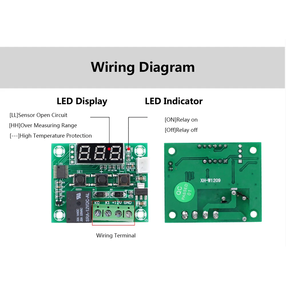 Blue W1209 DC 12V LED Digital Thermostat Temperature Control Thermometer Thermo Controller Switch Module + NTC Sensor Board