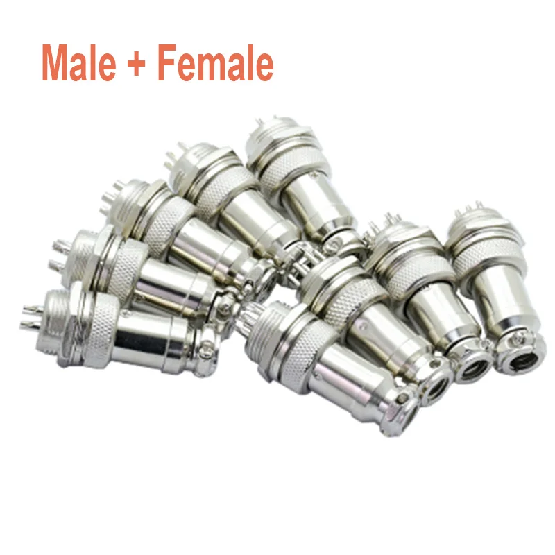 100pcs/lot GX16 Aviation Plug Jack Male & Female 2/3/4/5/6/7/8/9/10Pins 16mm L70-78 Circular Socket Panel XLR Wire Connector