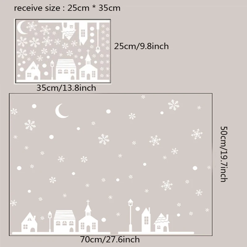 Snow Night Village Electrostatic Sticker Window Glass Christmas Wall Decals Home Decor New Year Art Wallpaper