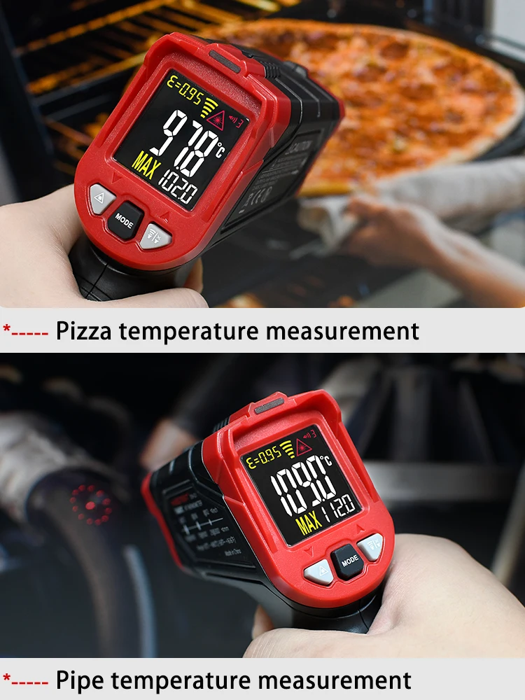 TA601ดิจิตอล Pyrometer Laser เครื่องวัดอุณหภูมิอินฟราเรด Non-Contact อุณหภูมิปืน LCD IR เครื่องวัดอุณหภูมิ880C นาฬิกาปลุก HABOTEST
